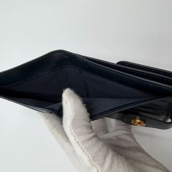 Gucci Gray GG Monogram Card Holder with Black Leather Trim and Gold Logo - Picture 9 of 9